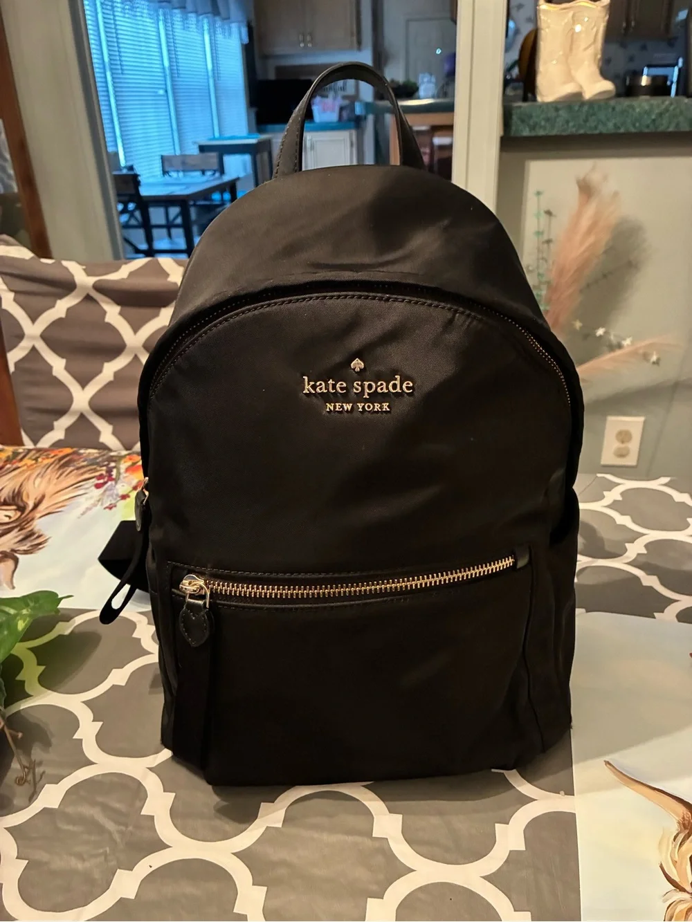 kate spade Black Nylon Mini Backpack with Gold Hardware